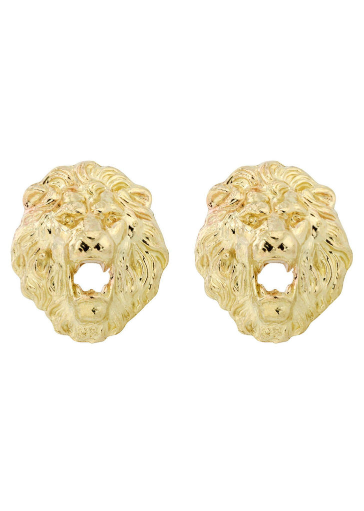 Lion Head 10K Yellow Gold Earrings | Appx 1/4 Inches Wide Gold Earrings For Men FROST NYC 