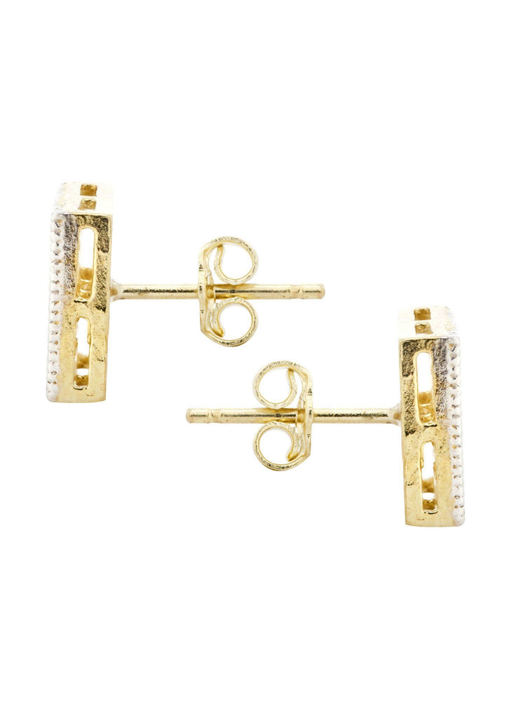 Square Cz 10K Yellow Gold Earrings | Appx 3/8 Inches Wide Gold Earrings For Men FROST NYC 