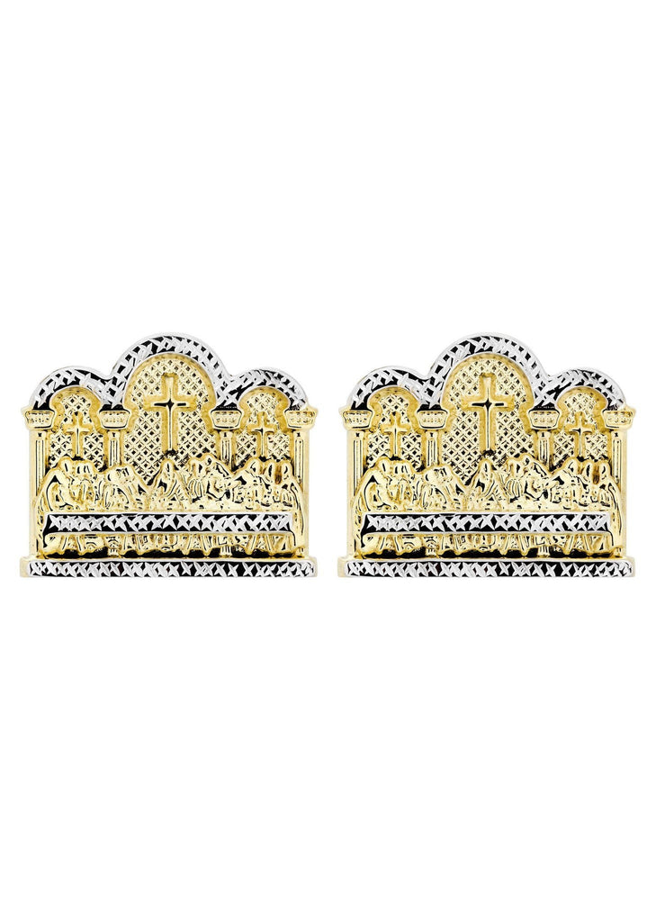 Last Supper 10K Yellow Gold Earrings | Appx 1 3/8 Inches Wide Gold Earrings For Men FROST NYC 