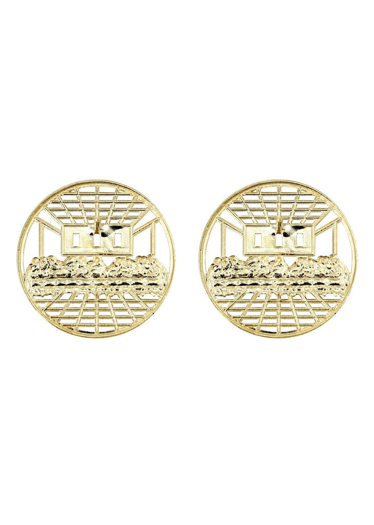 Last Supper 10K Yellow Gold Earrings | Appx 3/4 Inches Wide Gold Earrings For Men FROST NYC 