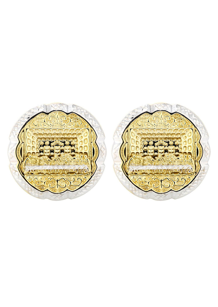 Last Supper 10K Yellow Gold Earrings | Appx 1.1 Inches Wide Gold Earrings For Men FROST NYC 