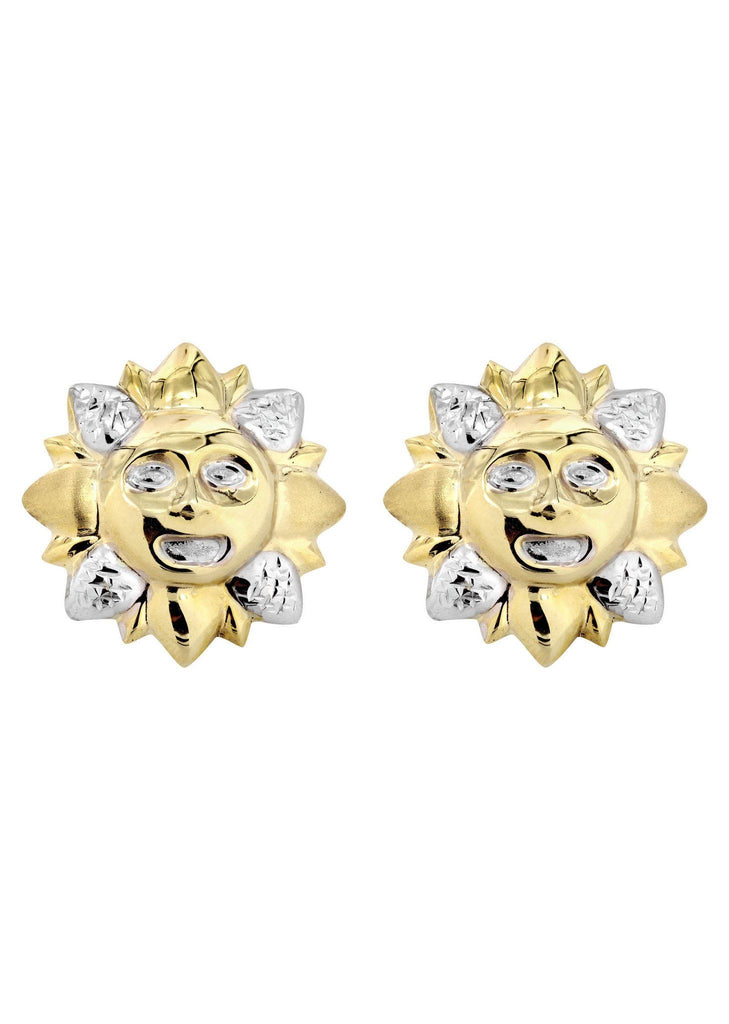 Sun 10K Yellow Gold Earrings | Appx 1 Inch Wide Gold Earrings For Men FROST NYC 
