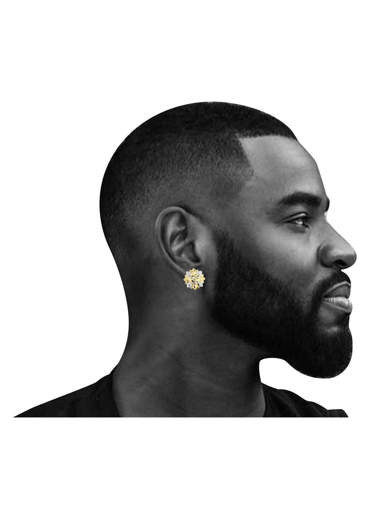Sun 10K Yellow Gold Earrings | Appx 1 Inch Wide Gold Earrings For Men FROST NYC 