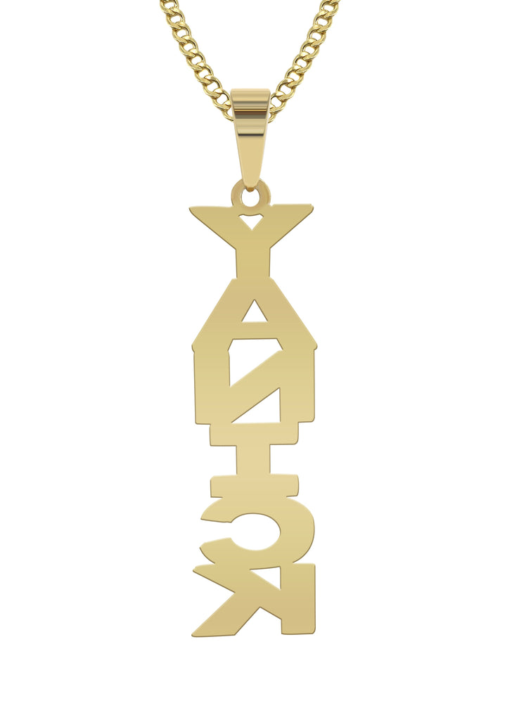 14K Ladies Vertical with Diamonds Name Plate Necklace | Appx. 12.9 Grams Name Plate Manufacturer 16 